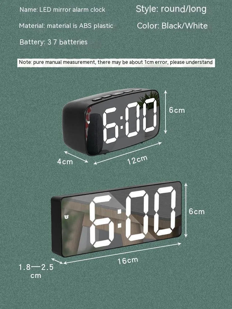 Big screen and font electronic bedside clock with 10mm thick plastic shell in modern simplicity, black or white colour options