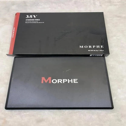 39-colour earth tone eyeshadow palette showing pearlescent and matte finishes in compact with mirror