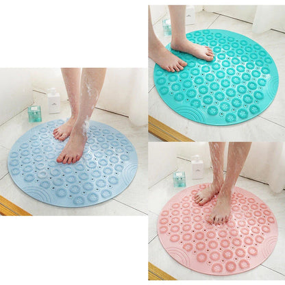 Textured Surface Round Shower Mat with Massage Texture, Non-Slip Suction Cups, and Drainage Holes for Kiwi Bathrooms