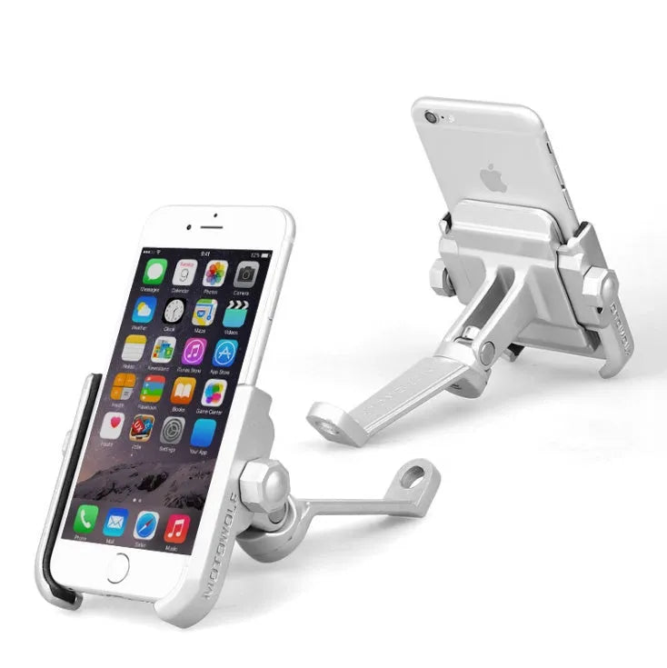 DEROACE aluminium alloy bicycle phone holder on handlebar with smartphone mounted