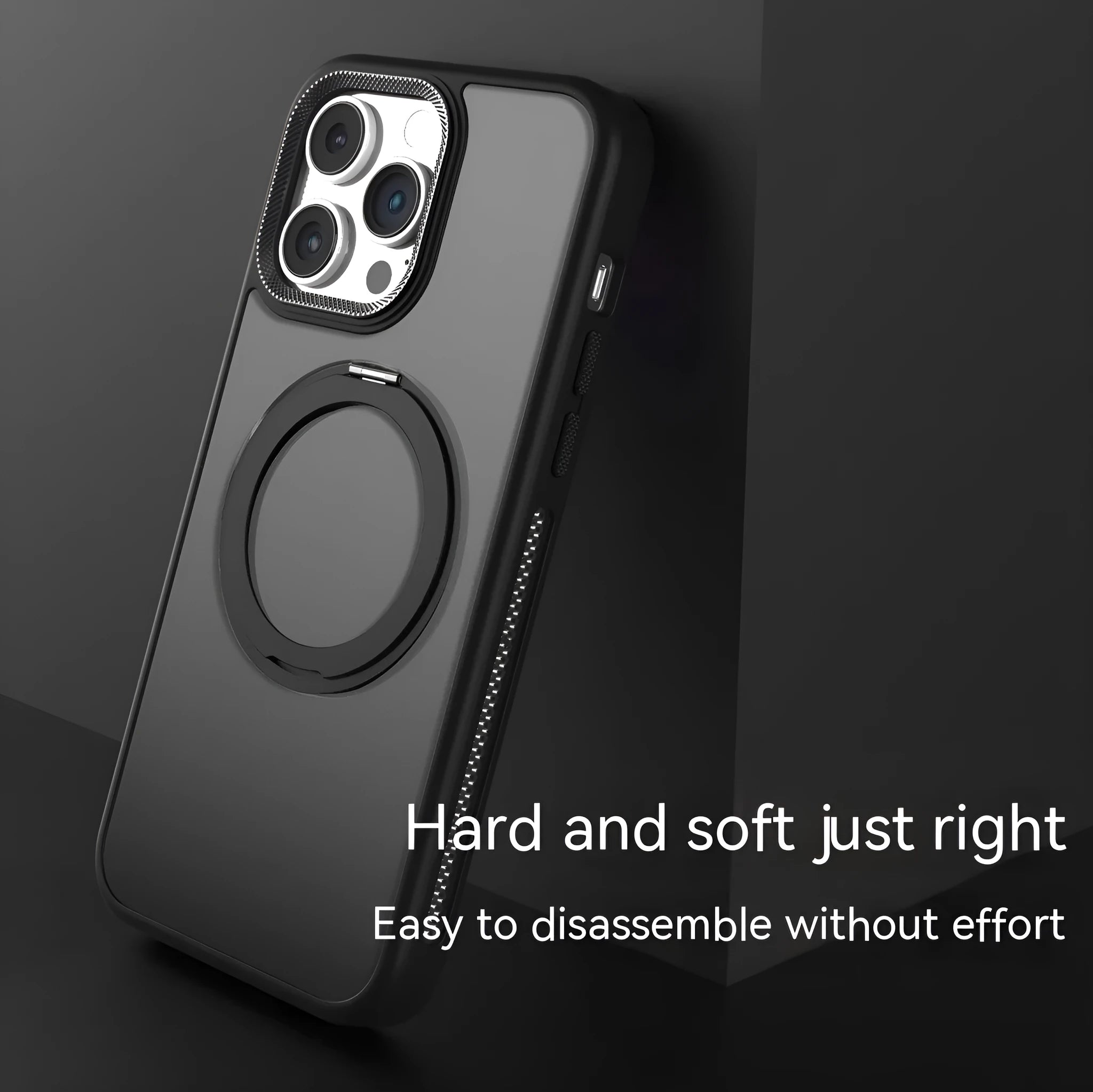 Deep Sea Blue silicone iPhone case with a rotating kickstand extended and a visible magnetic ring.