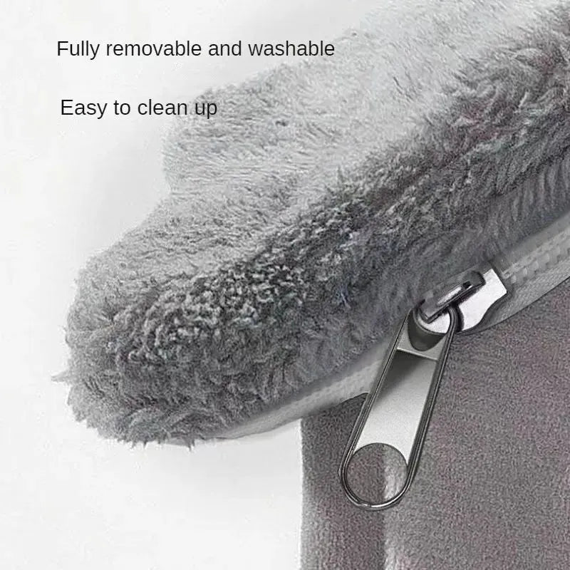 Washable enclosed pet nest bed in gray for small dogs and cats with removable cover