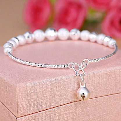 Adjustable copper plated silver bell transfer bead bracelet for women