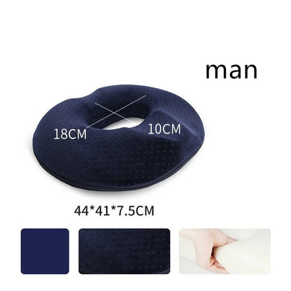 Memory foam seat cushion pillow with gender-specific design for office chairs