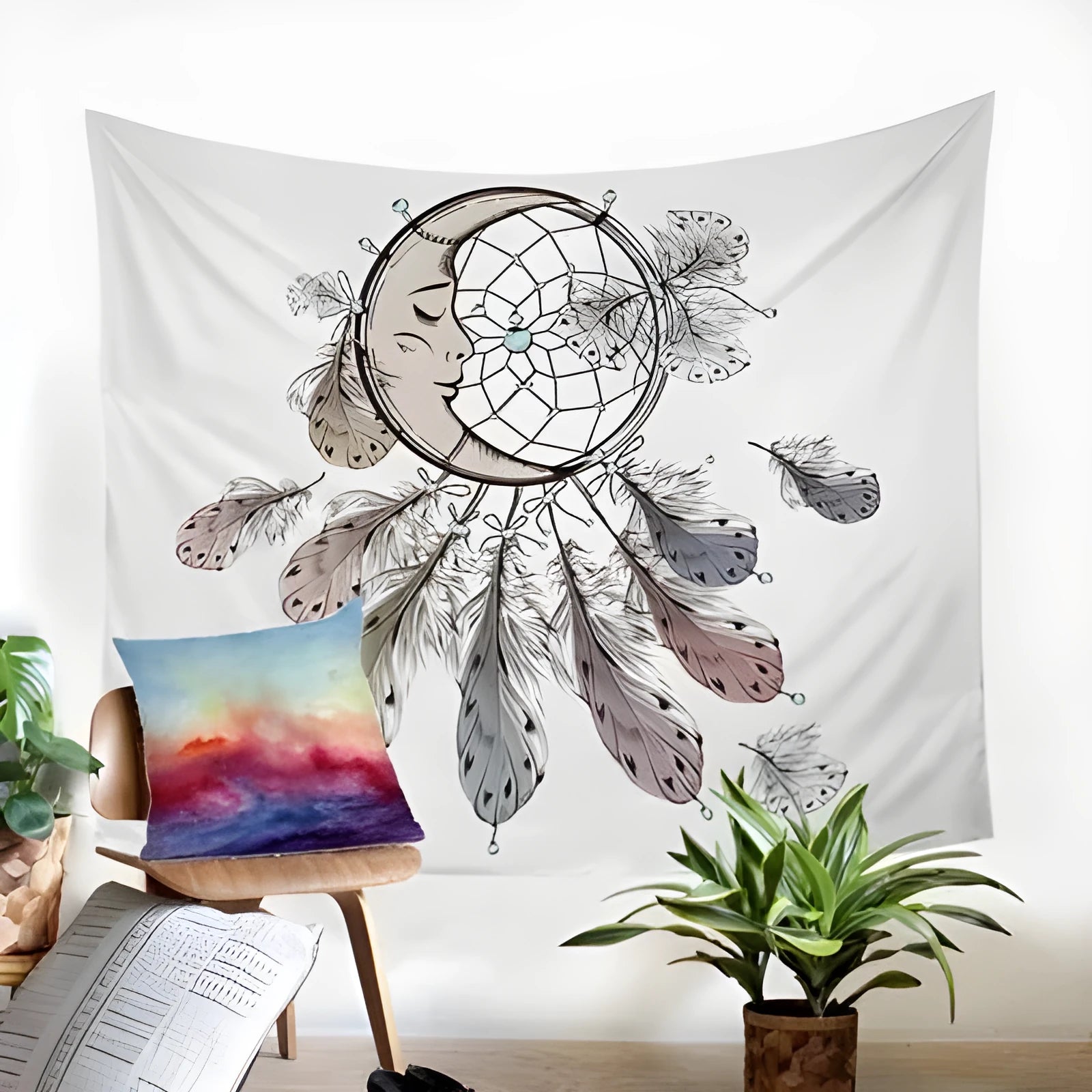 Rectangular machine-woven polyester fibre home decor tapestry tarpaulin with European classical geometric abstraction pattern