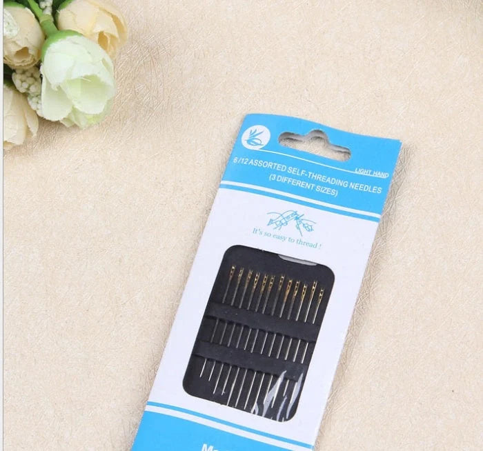 Dual-purpose blind sewing needle set for easy threading and sewing