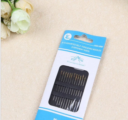 Dual-purpose blind sewing needle set for easy threading and sewing