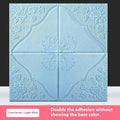 Light blue XPE foam wall sticker with plants and flowers pattern, 70cm square with self-adhesive backing