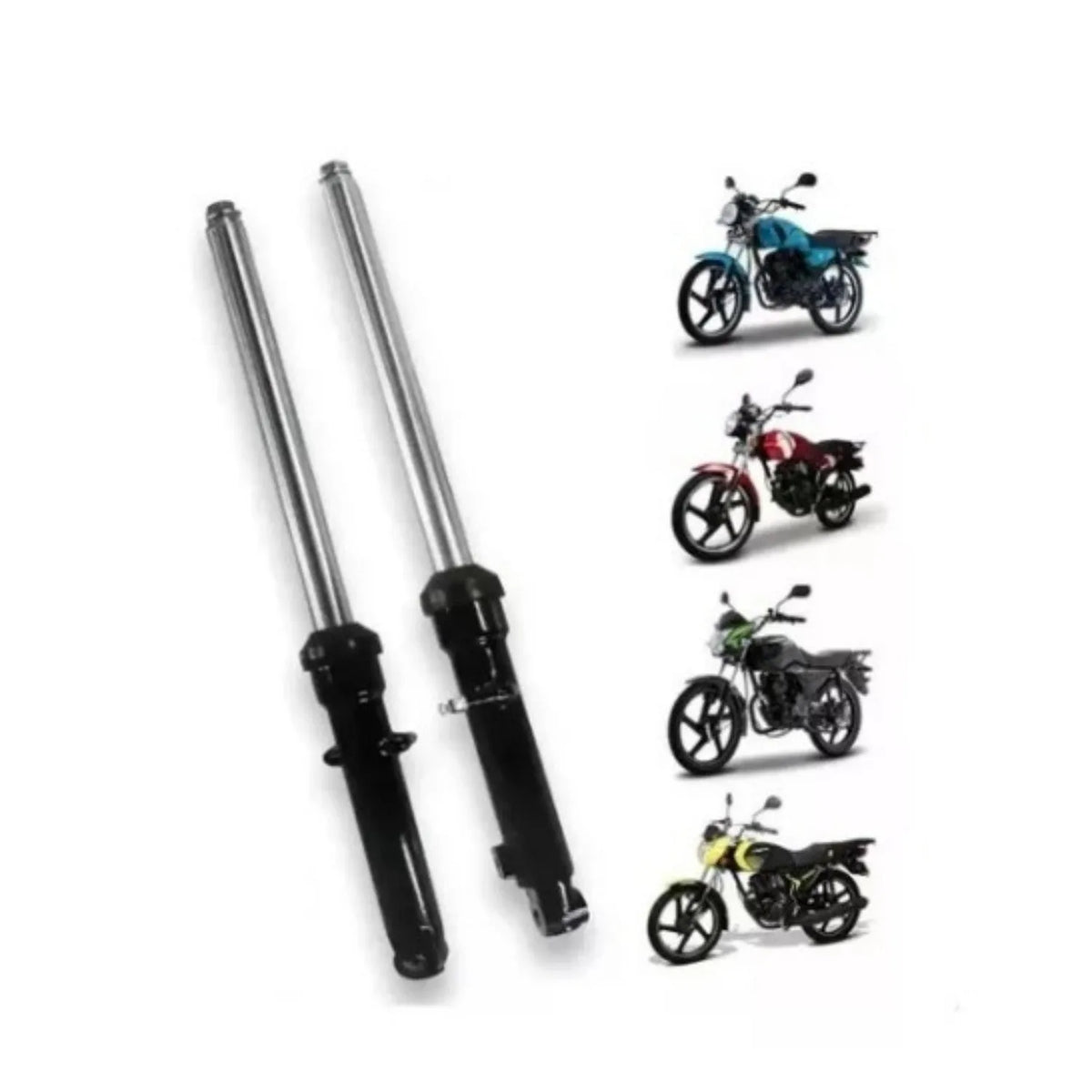 Pair of 71x13x13cm metal motorcycle shock absorbers on a grey background