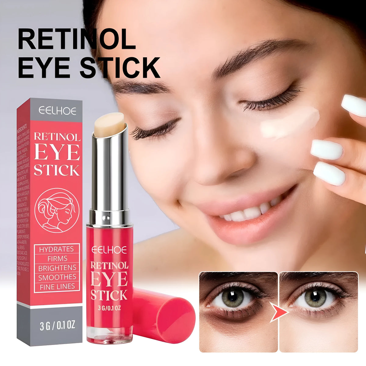 3g retinol eye cream tube for skin repair, universal skin type ladies face care