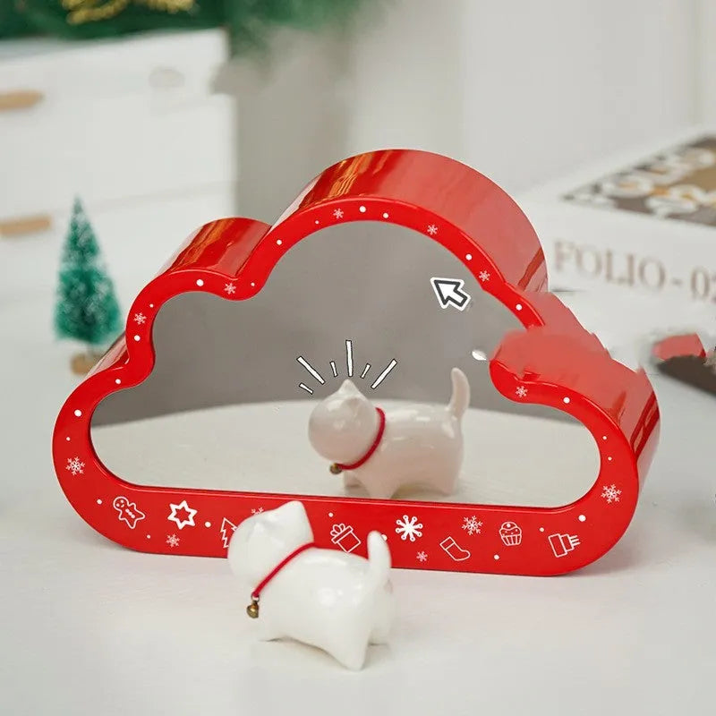 Christmas themed building block night lamp with decorative mirror frame and soft LED lighting
