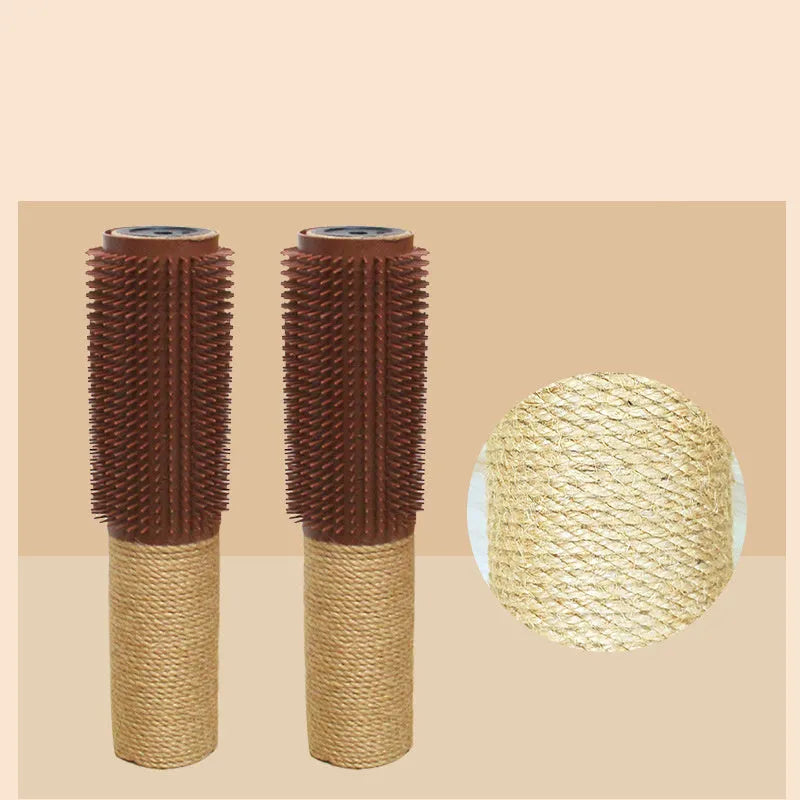 Brown cylindrical sisal scratching post for cats measuring 30cm tall with 5.8cm diameter
