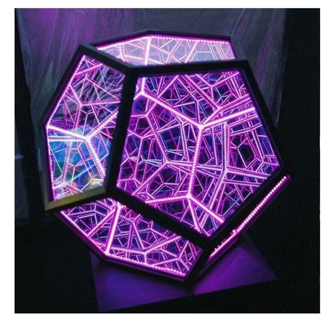 Geometric Dodecahedron Lamp with vibrant, colour-changing lighting capabilities