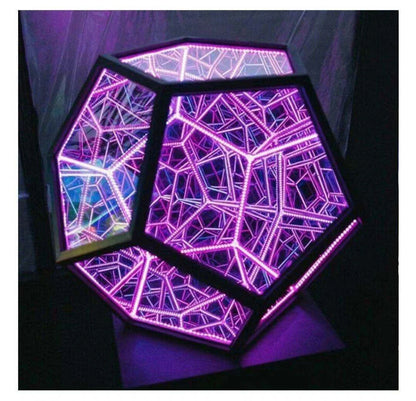 Geometric Dodecahedron Lamp with vibrant, colour-changing lighting capabilities