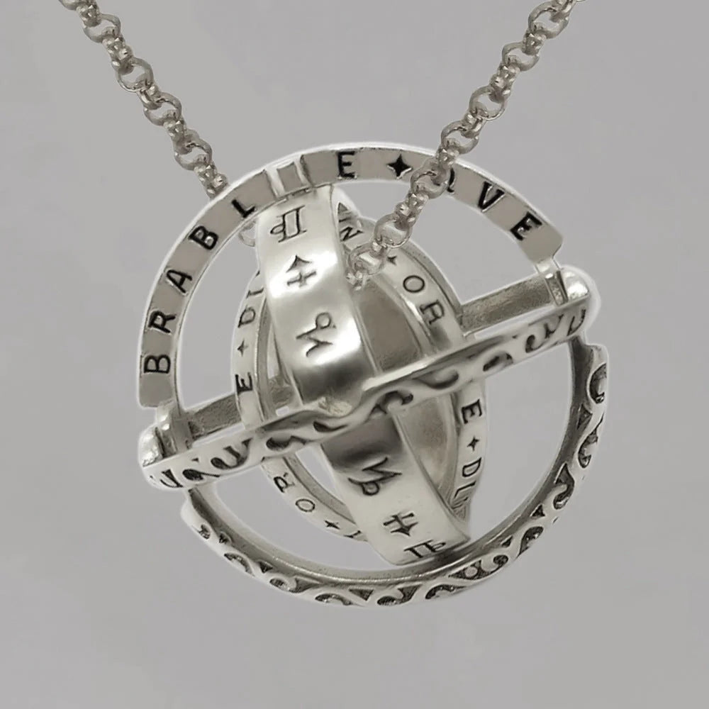 Germany Astronomical Ball Ring Necklace with flip deformation feature in silver and gold