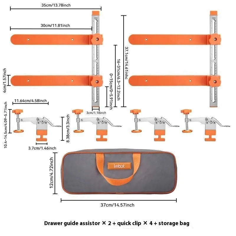 Drawer track holder guide rail installation auxiliary tool with copper cutting edge and rapid clamp