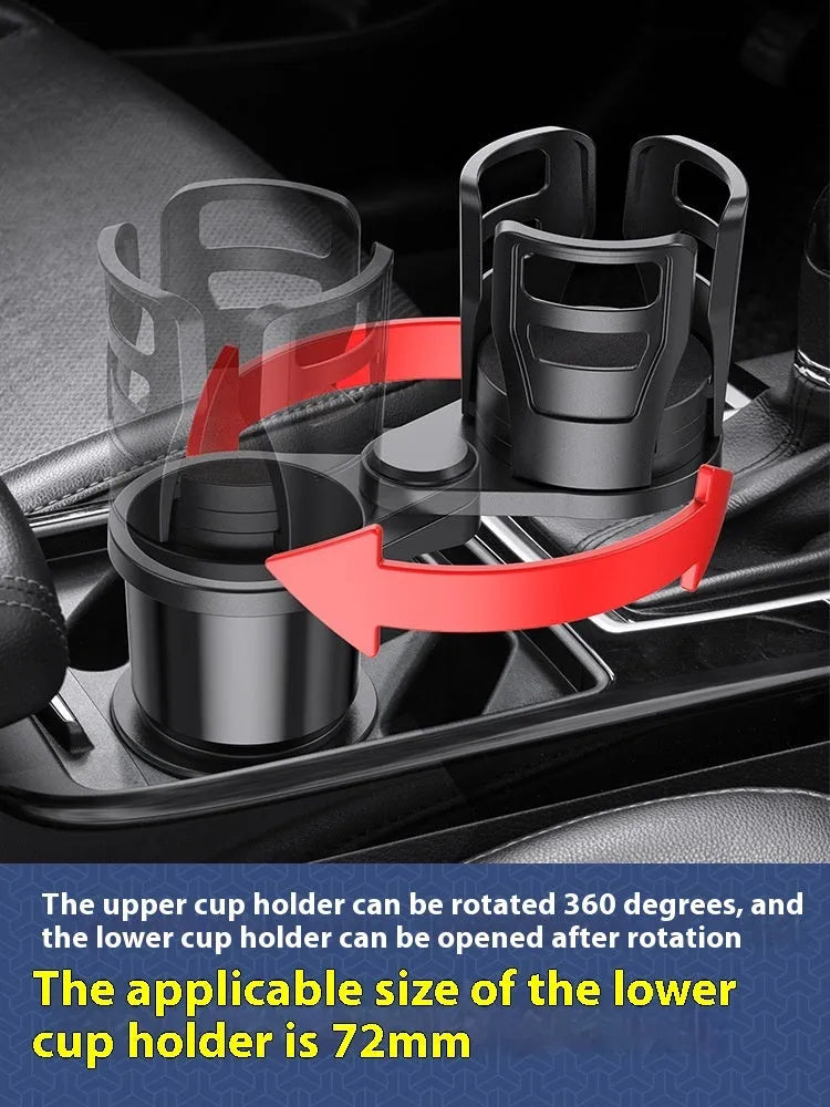 Black ABS plastic car drink holder one divided into two cup holder meal tray on vehicle centre console