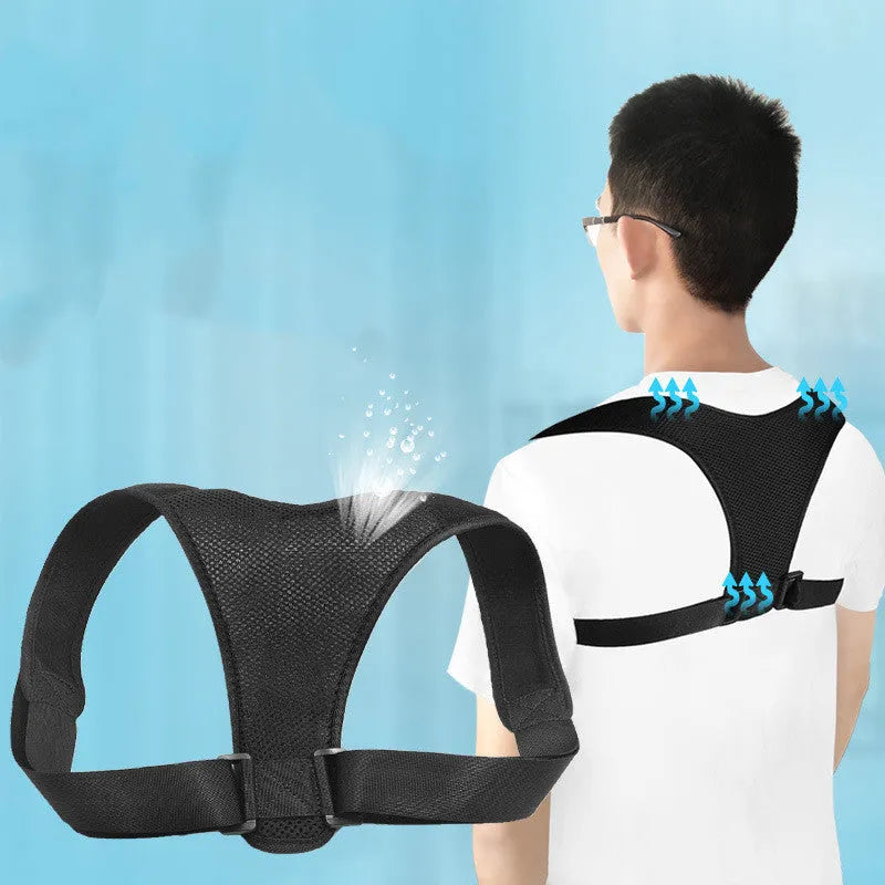Black posture correction belt made of non-woven fabric, suitable for adults and children, sizes S to XL