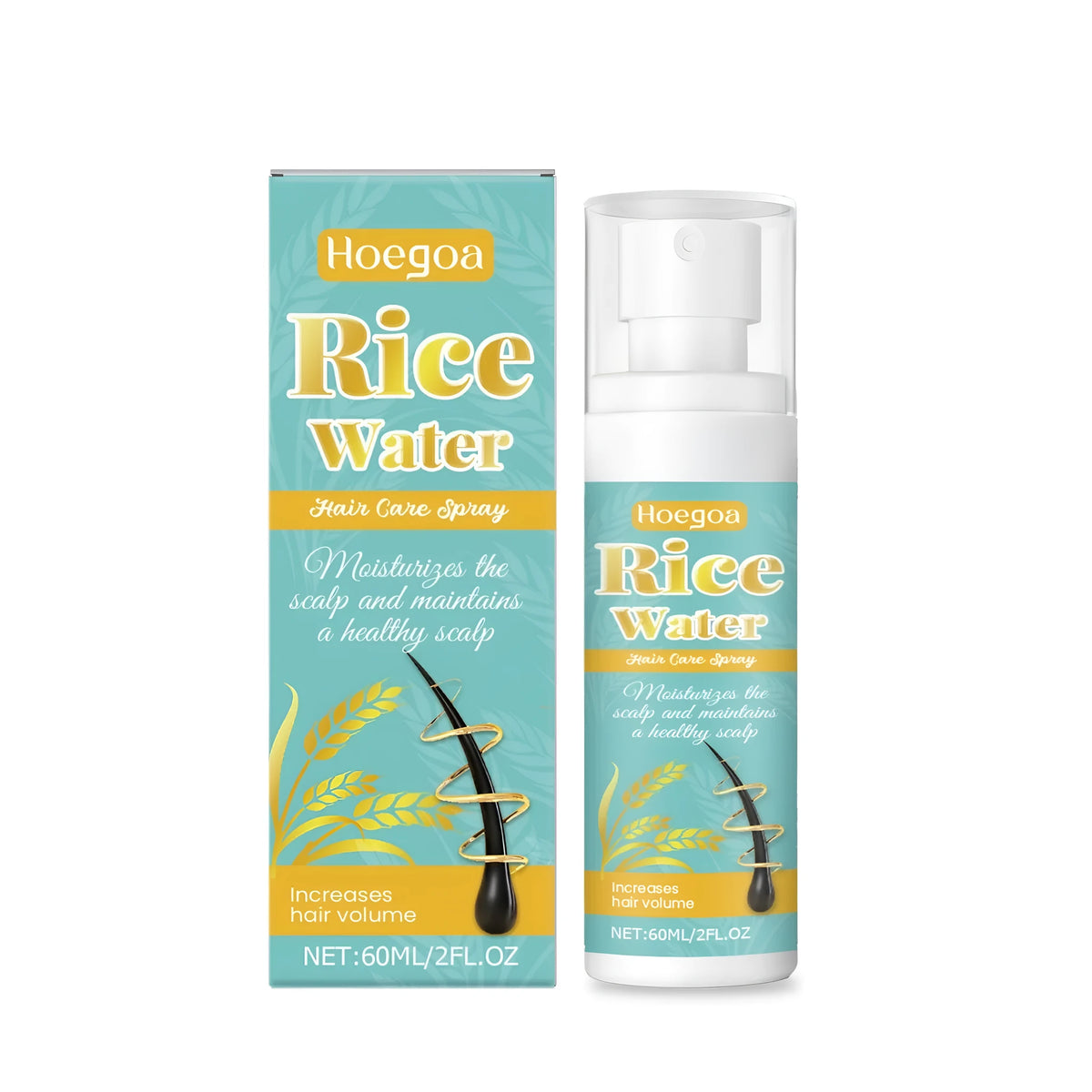 60ml bottle of natural hair spray with ginger and rosemary oils.