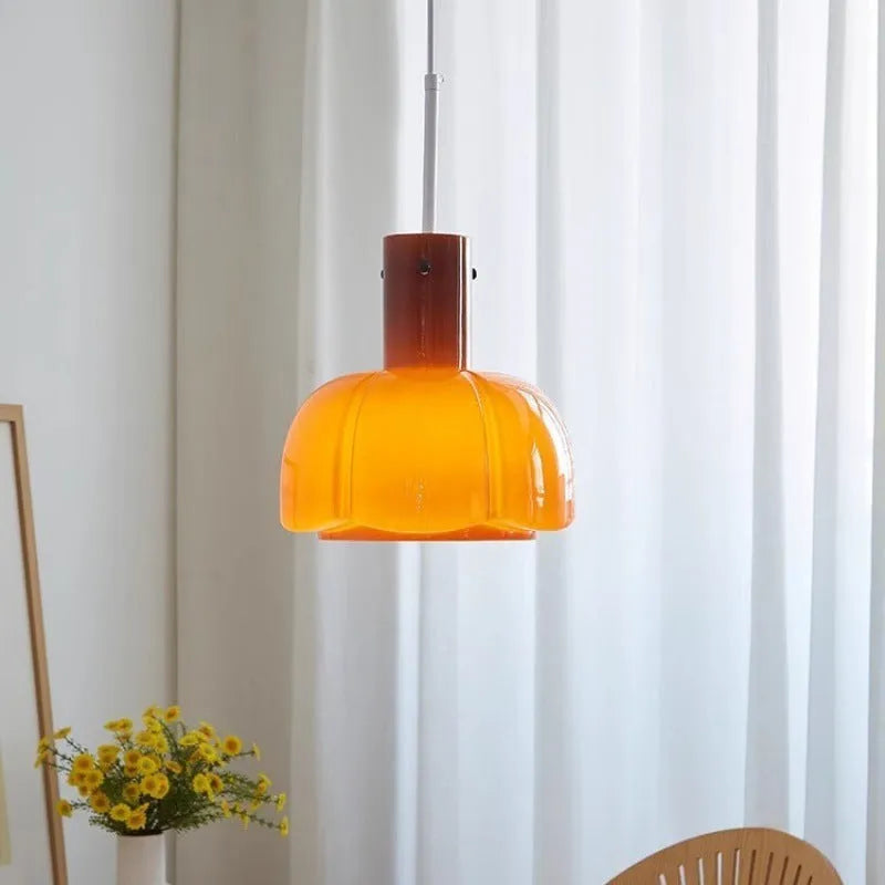 Medieval glass bud chandelier pendant light in retro design with six colour options for dining room or bedroom