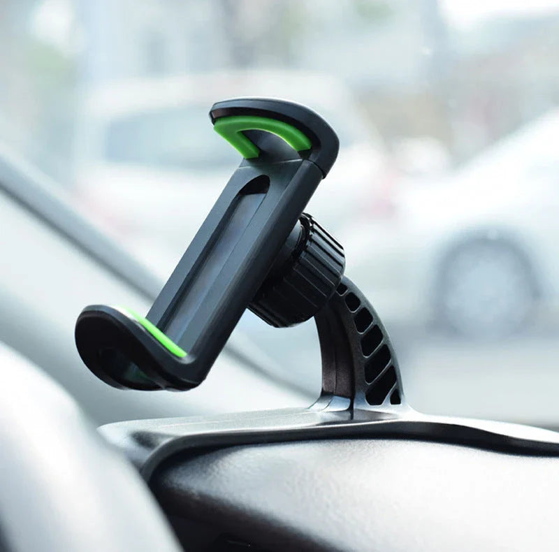 Versatile car phone mount with 360-degree rotation, designed for secure and hands-free smartphone use while driving