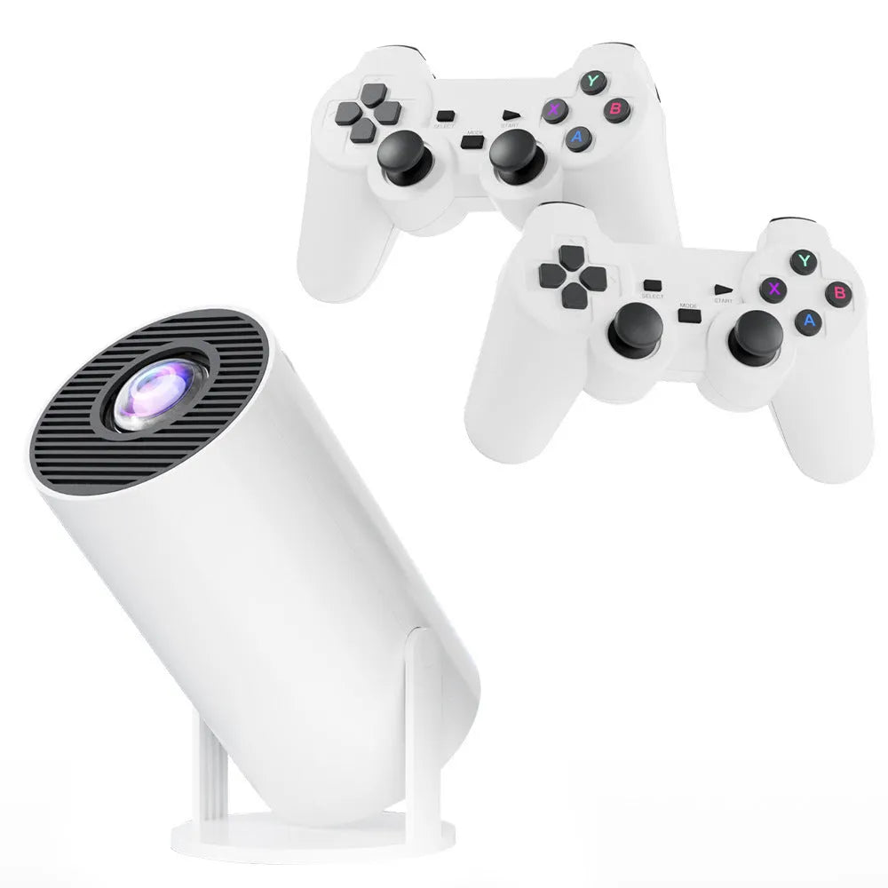 M300MAX portable home game projection machine with wireless controllers on a red packaging box.