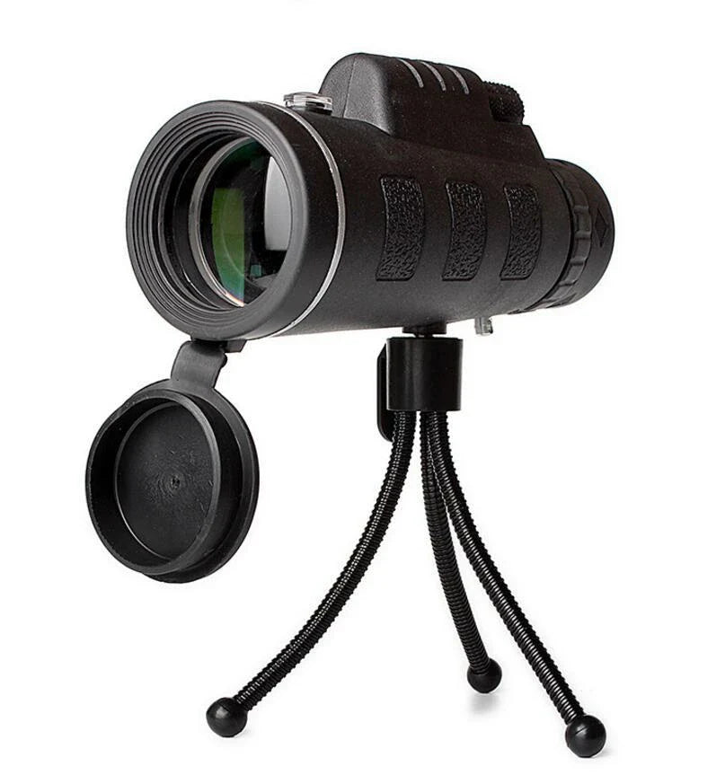40x60 monocular telescope with compass and phone clip, compact and lightweight for outdoor use