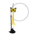 H Hot-selling sucker cat teaser with blue flying fish replaceable head, steel wire arm, and PP construction on a window