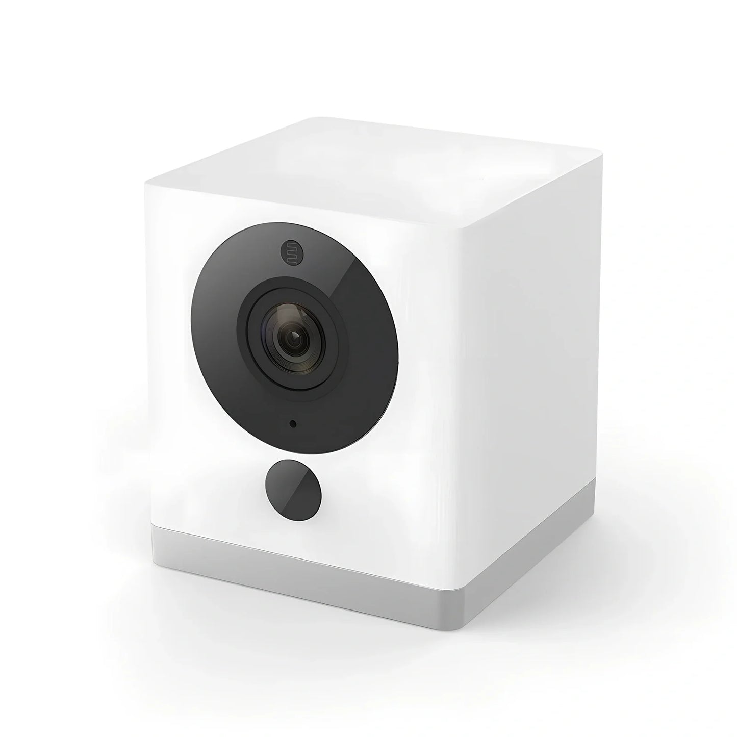 White wireless smart home camera with 1920x1080 resolution, 3.6 mm lens, and motion alarm for indoor security
