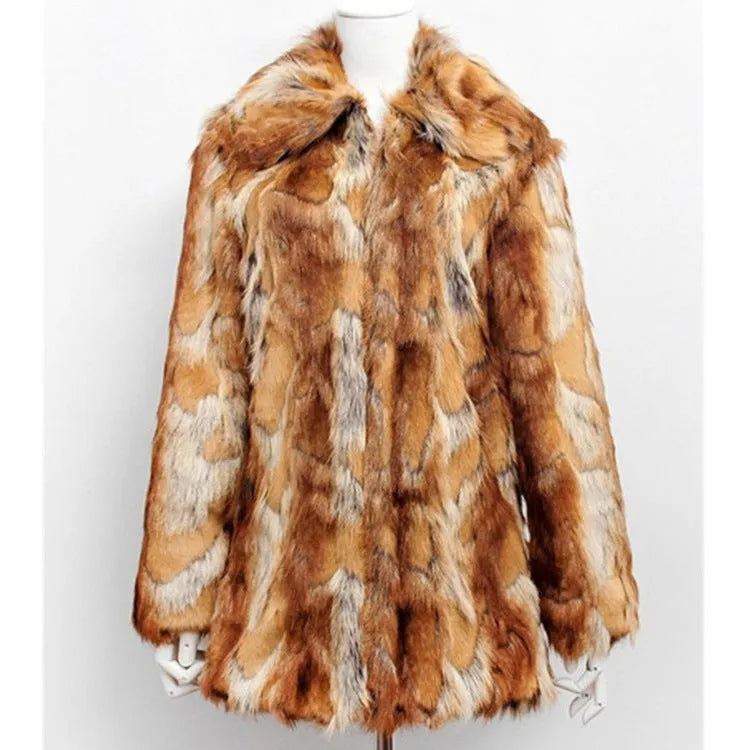 Women's slim fit black jacket with a white tiger pattern faux fur design.