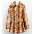 Women's slim fit black jacket with a white tiger pattern faux fur design.