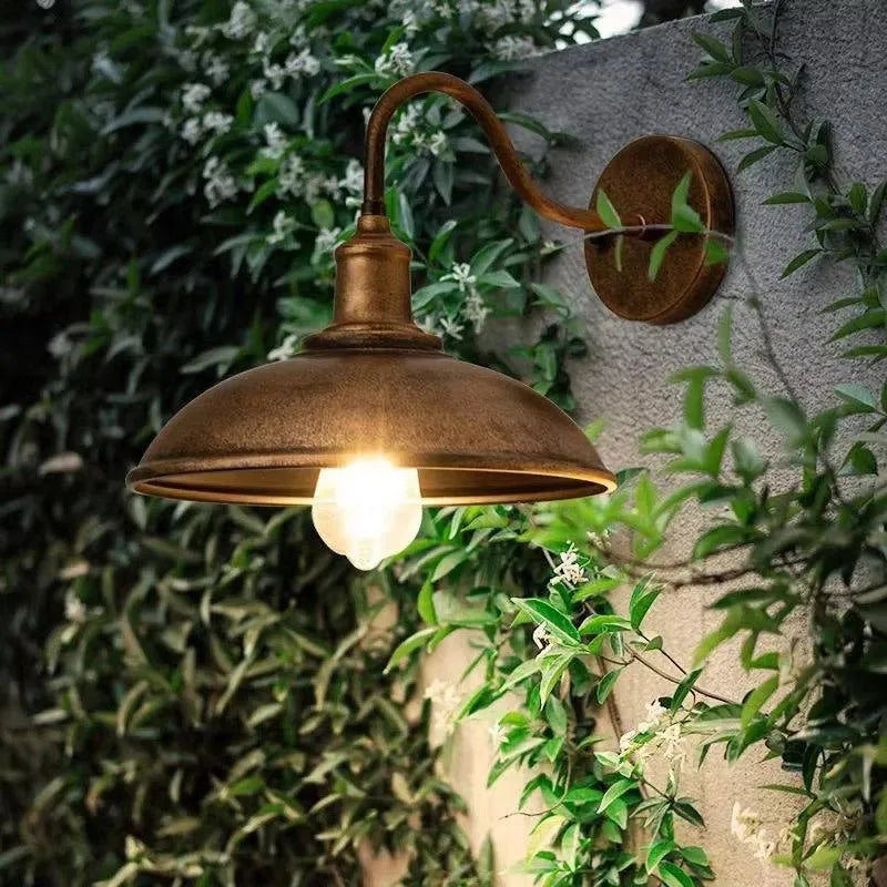 Retro style villa courtyard wall lamp in copper or silver finish with right angle or oblique bevel design