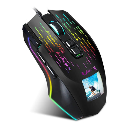 Multi-language Display Gaming Wired Macro Mouse with customizable RGB backlight