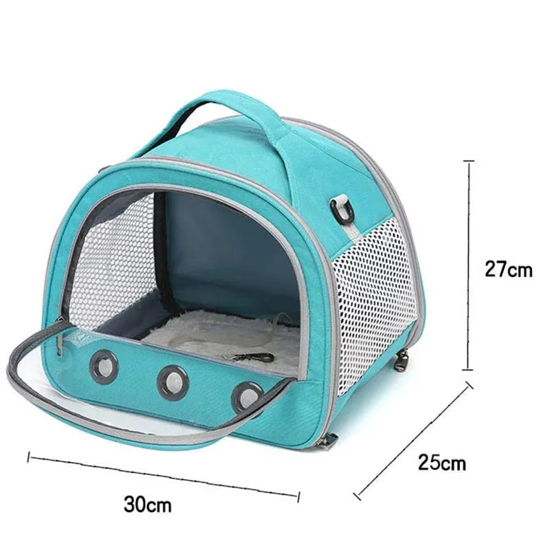 Portable foldable one-shoulder bird bag for small pets in black, green, and pink, small and large sizes