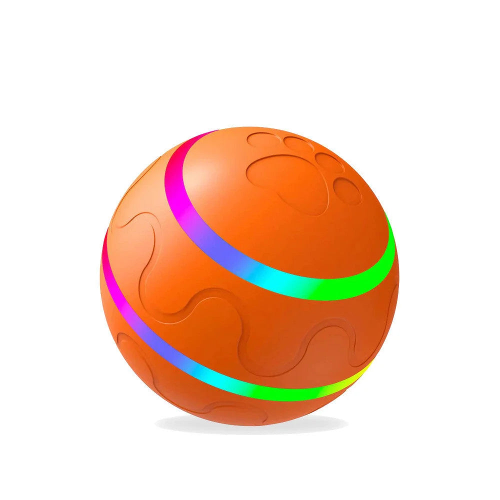 Intelligent Wicked Ball Toy for Cats with automatic rotation and USB charging in orange, yellow, and pink
