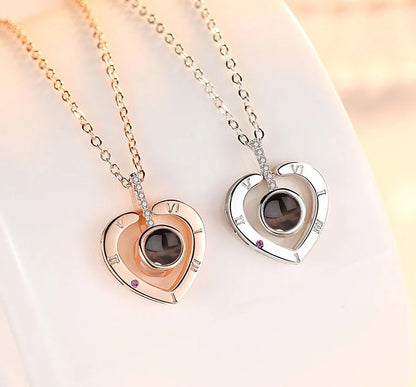 Subloom Heart 100 I Love You sterling silver necklace with heart shape and unique engraving