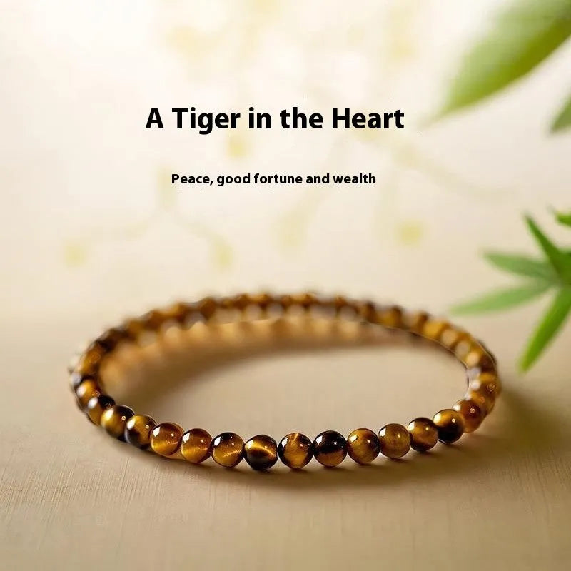 Handmade tigereye gemstone bracelet with geometric design in New Chinese style