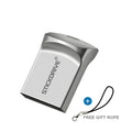 Metal high-speed car design USB flash drive with chain on a black background.