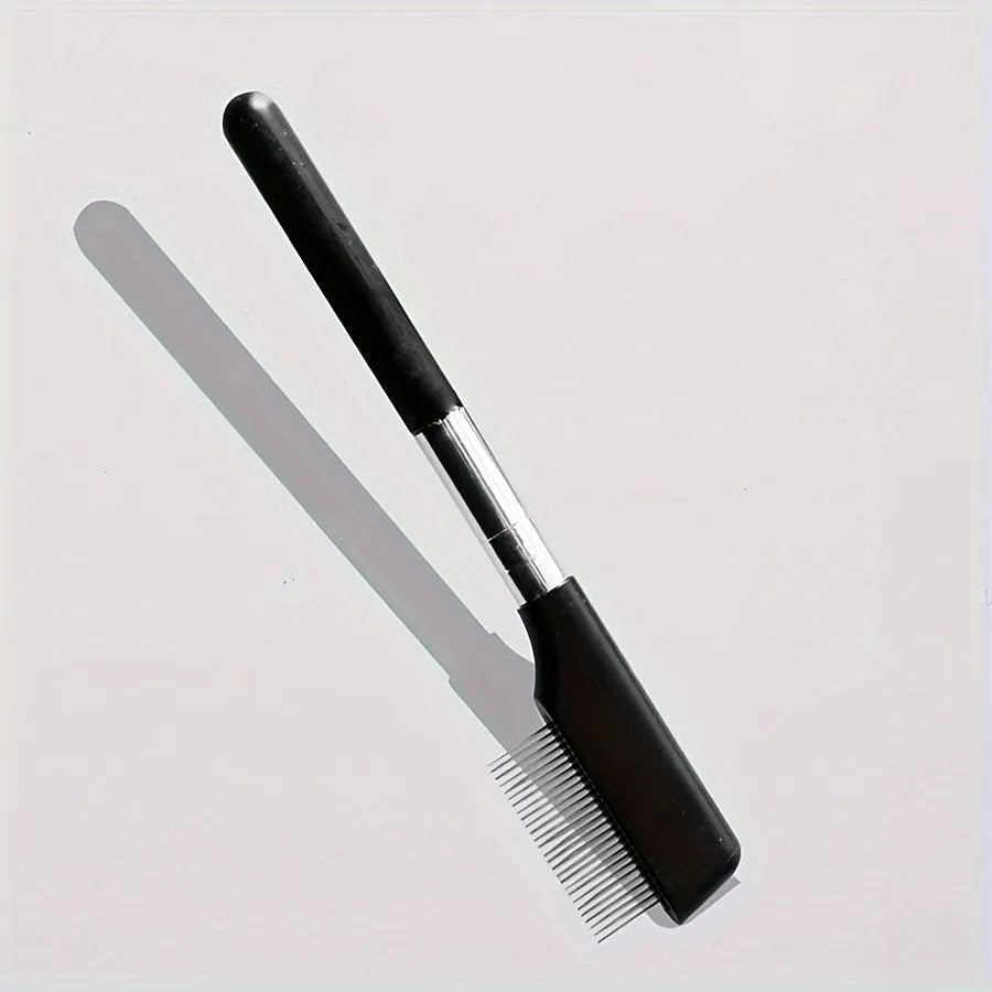 Black pet grooming brush with dual-sided silicone bristles and comb for dogs and cats