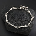 Silver alloy bone string bracelet with geometric bone shape, handmade, for men and women