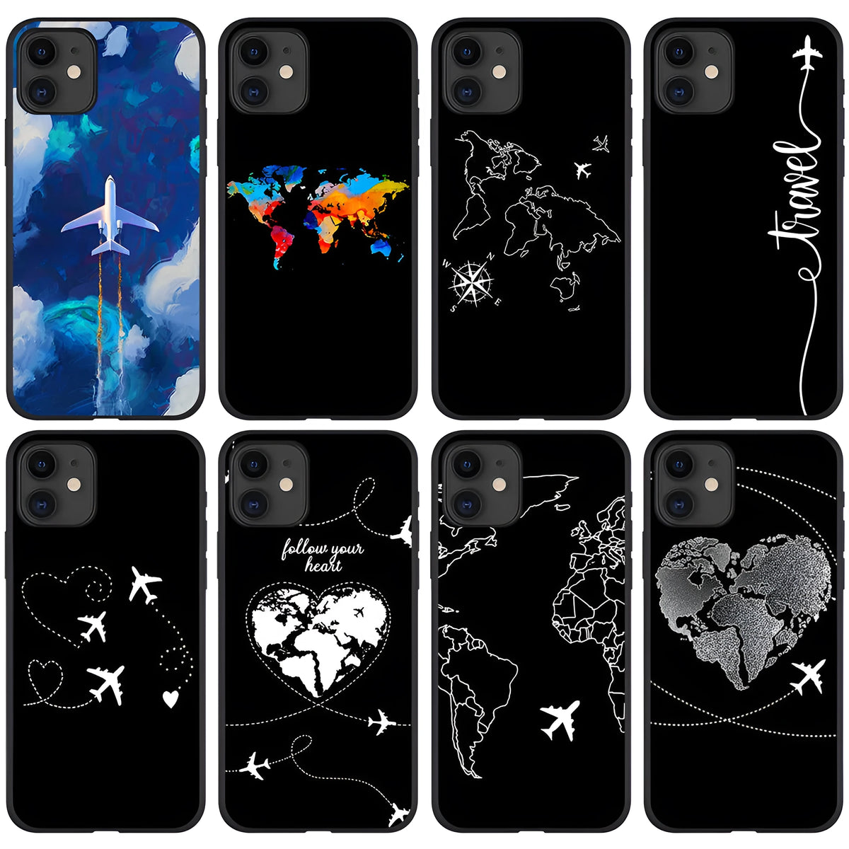 Printed love airplane TPU PC back cover phone case for iPhone with waterproof and drop resistant features