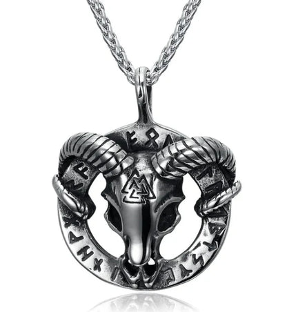 Vintage Nordic rune necklaces with Elder Futhark pendant in stainless steel and gold finishes