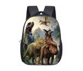 Jurassic dinosaur 3D printed backpack on a student, polyester, waterproof, medium size 40x30x13cm, 16 inch laptop pocket