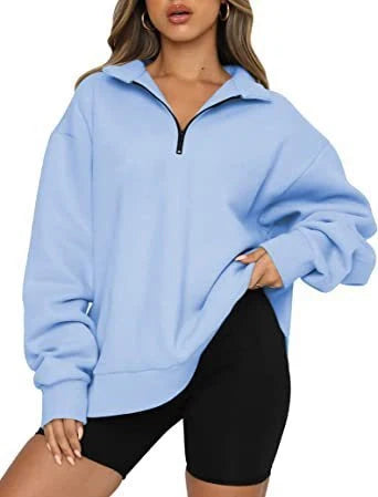 Women's zip turndown collar sweatshirt in various colours