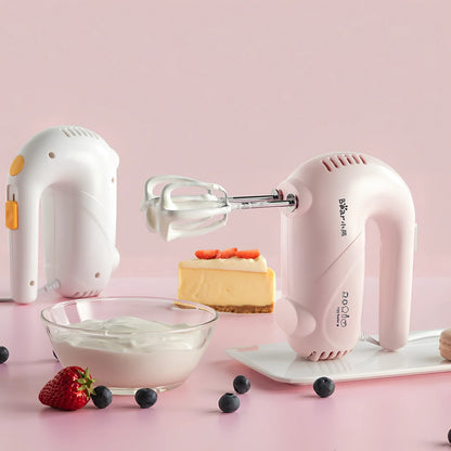 Pink Winnie electric whisk with 150W power and storage box for egg whipping