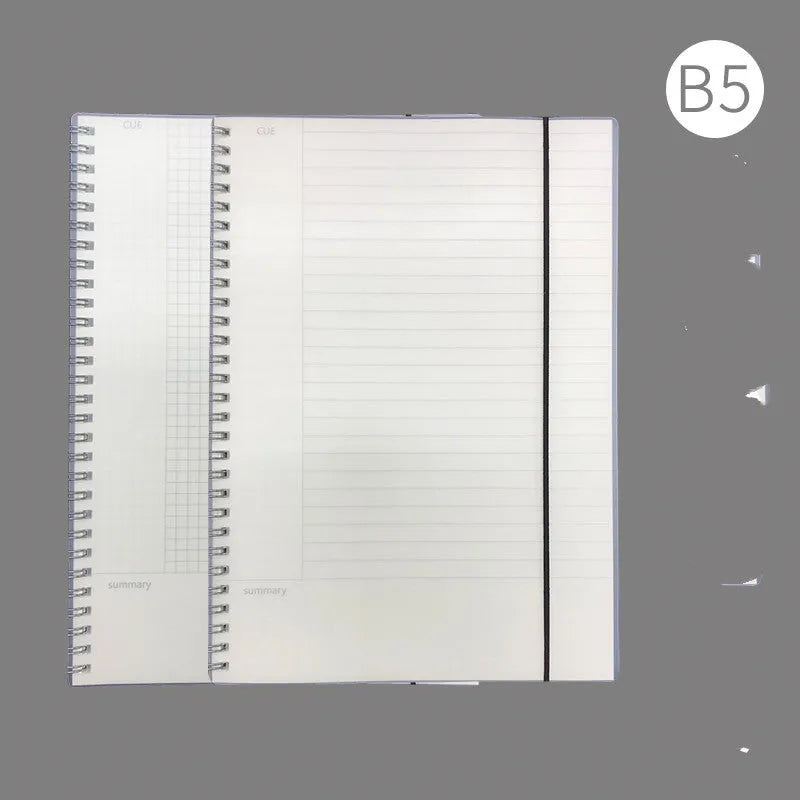 A4 hard surface accounting notebook with PP cover showing grid, line, and lattice ruling options