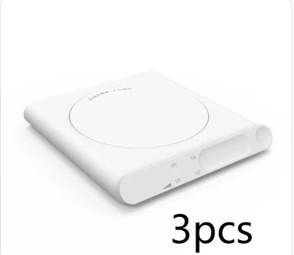 Adjustable Thermostat Coaster in white, blue, and pink with USB interface