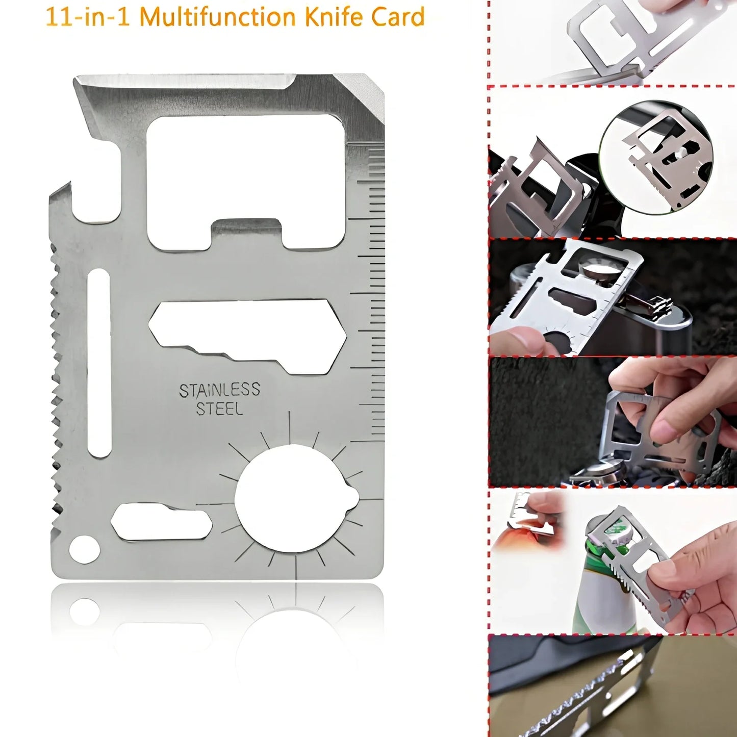 Compact black survival kit with compass, whistle, fishing components, and multi-tool arranged in organised compartments