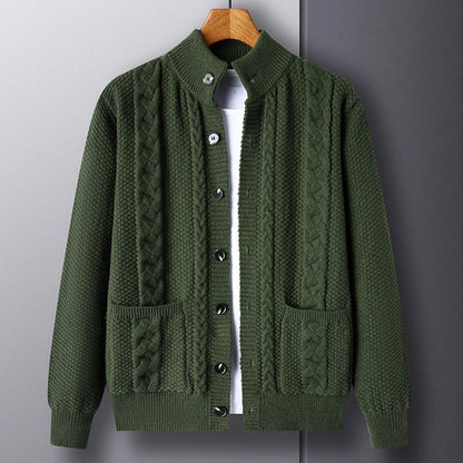 Men's jacquard loose-fitting cardigan with pockets in various colours