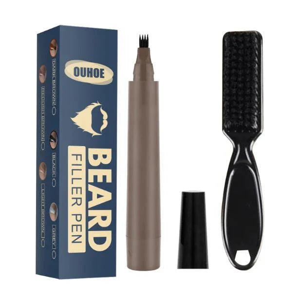 A premium beard filling pencil with a brush, designed to help men achieve a flawless, well-groomed beard look.